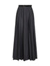 Maxi gonna a pieghe con cintura in misto lana grigia<BR/>