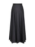Maxi gonna a pieghe con cintura in misto lana grigia<BR/>