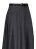 Maxi gonna a pieghe con cintura in misto lana grigia<BR/>