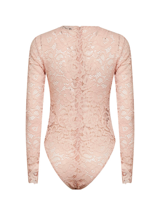Beige floral lace bodysuit