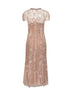 Abito midi in tulle con ricamo fiori in paillettes rosa