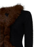 Black knit cardigan with faux-fur details
