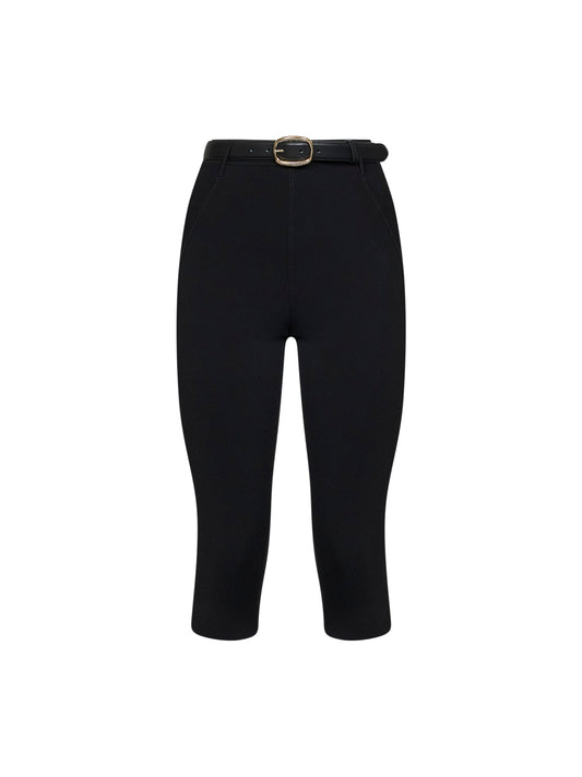 Black compact knit Capri leggings