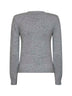 Grey wool and cashmere blend V-neck flower sweater