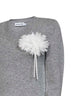 Grey wool and cashmere blend V-neck flower sweater