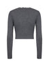 Grey knit cardigan with floral lace embroidery