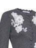 Grey knit cardigan with floral lace embroidery