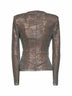 Grey rhinestone-embellished mesh wrap top