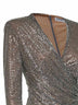 Grey rhinestone-embellished mesh wrap top