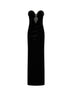 Black crystal-embellished velvet long bustier dress