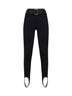 Black compact knit stirrup leggings