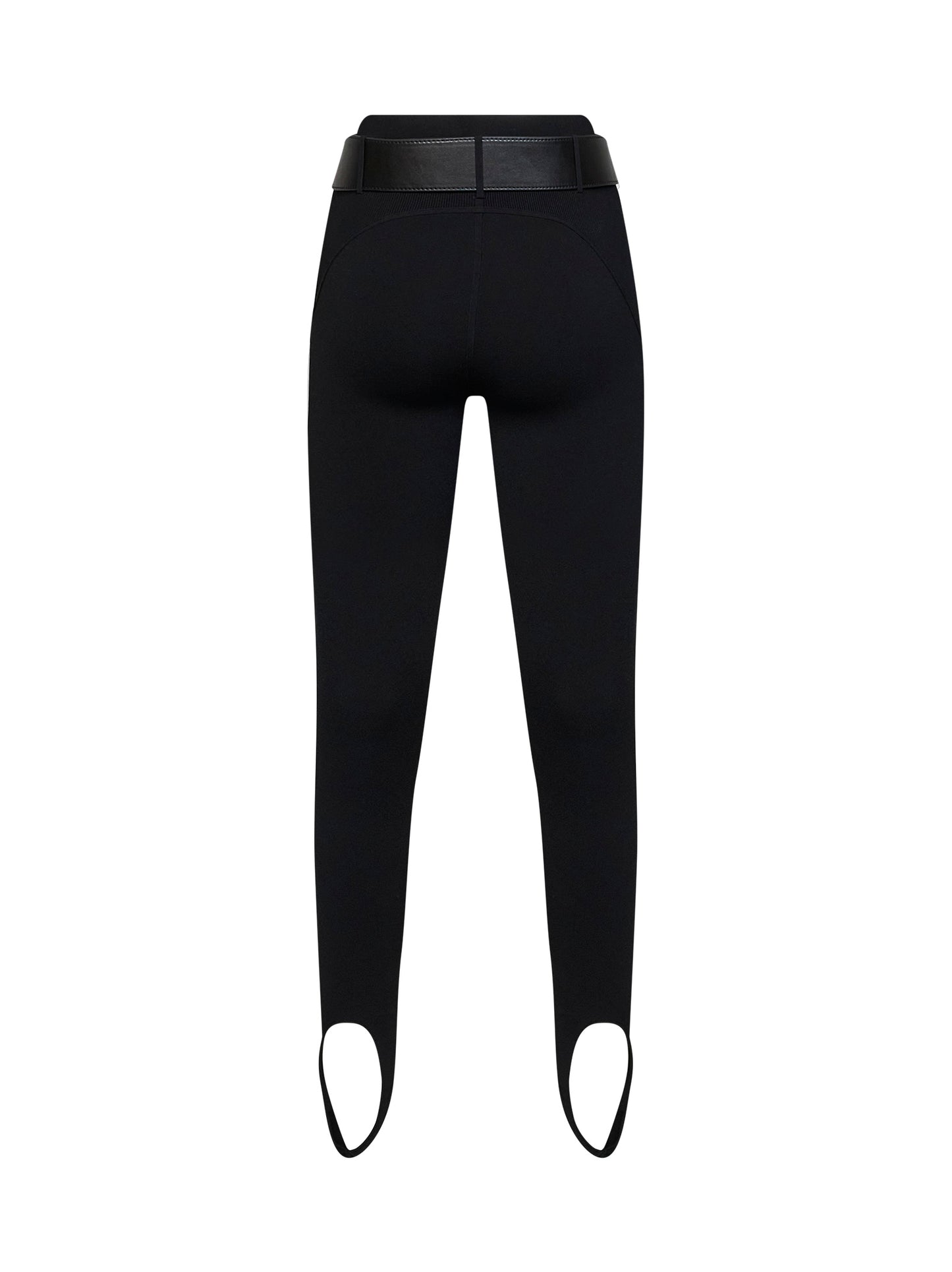 Black compact knit stirrup leggings