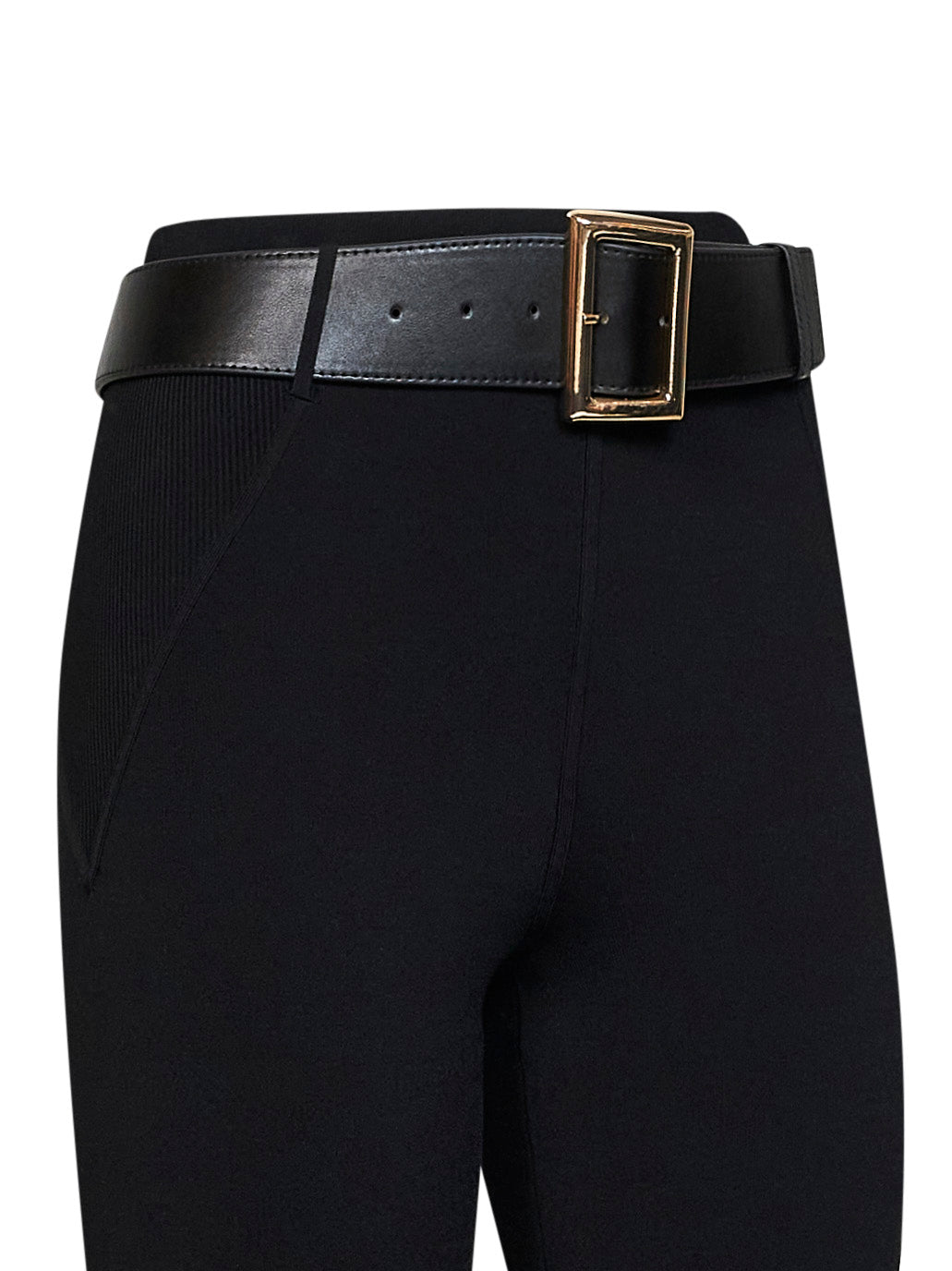 Black compact knit stirrup leggings