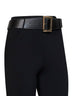 Black compact knit stirrup leggings