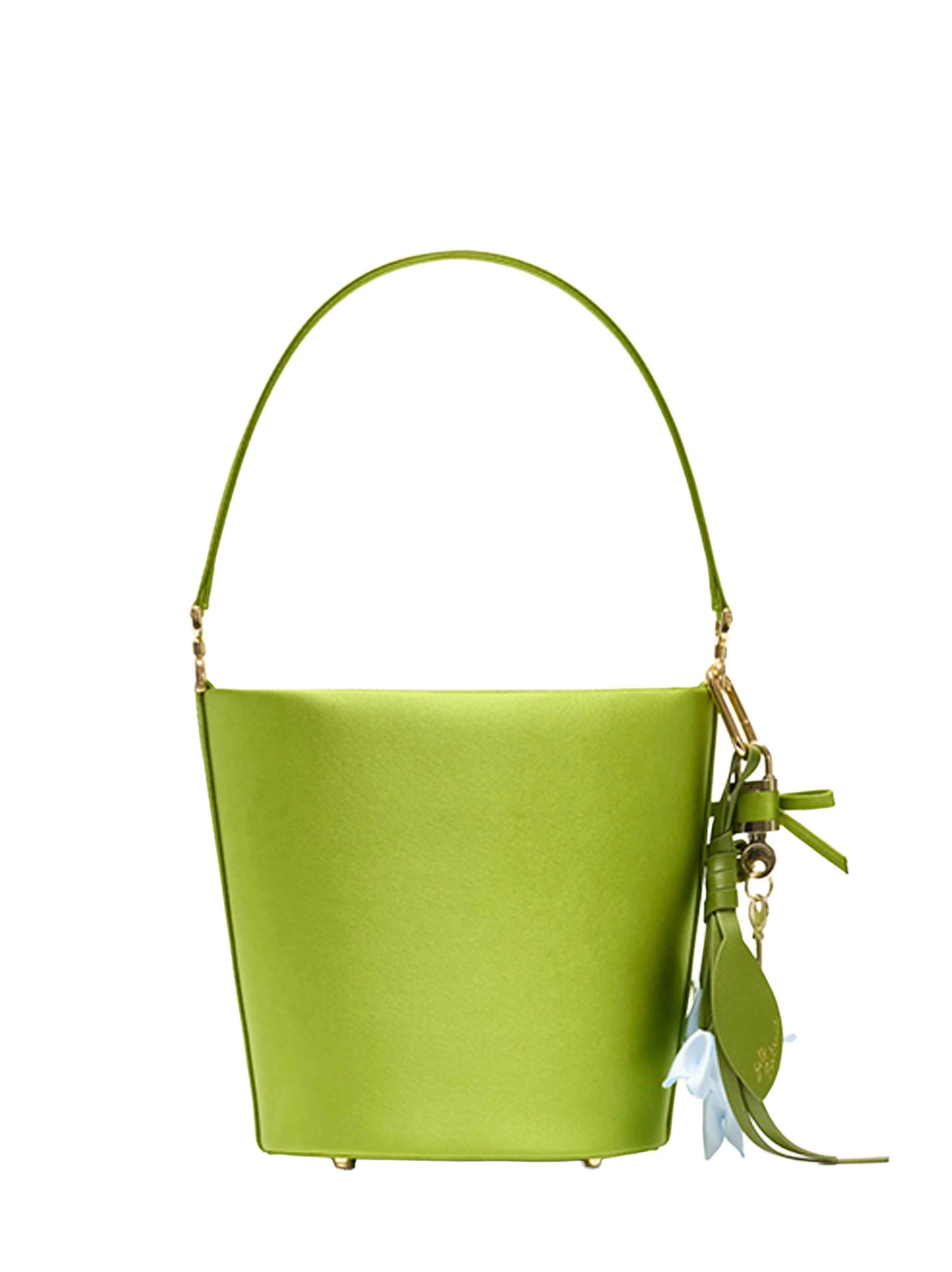 Green bucket bag with charms