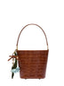 Brown bucket bag with charms