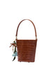 Brown bucket bag with charms