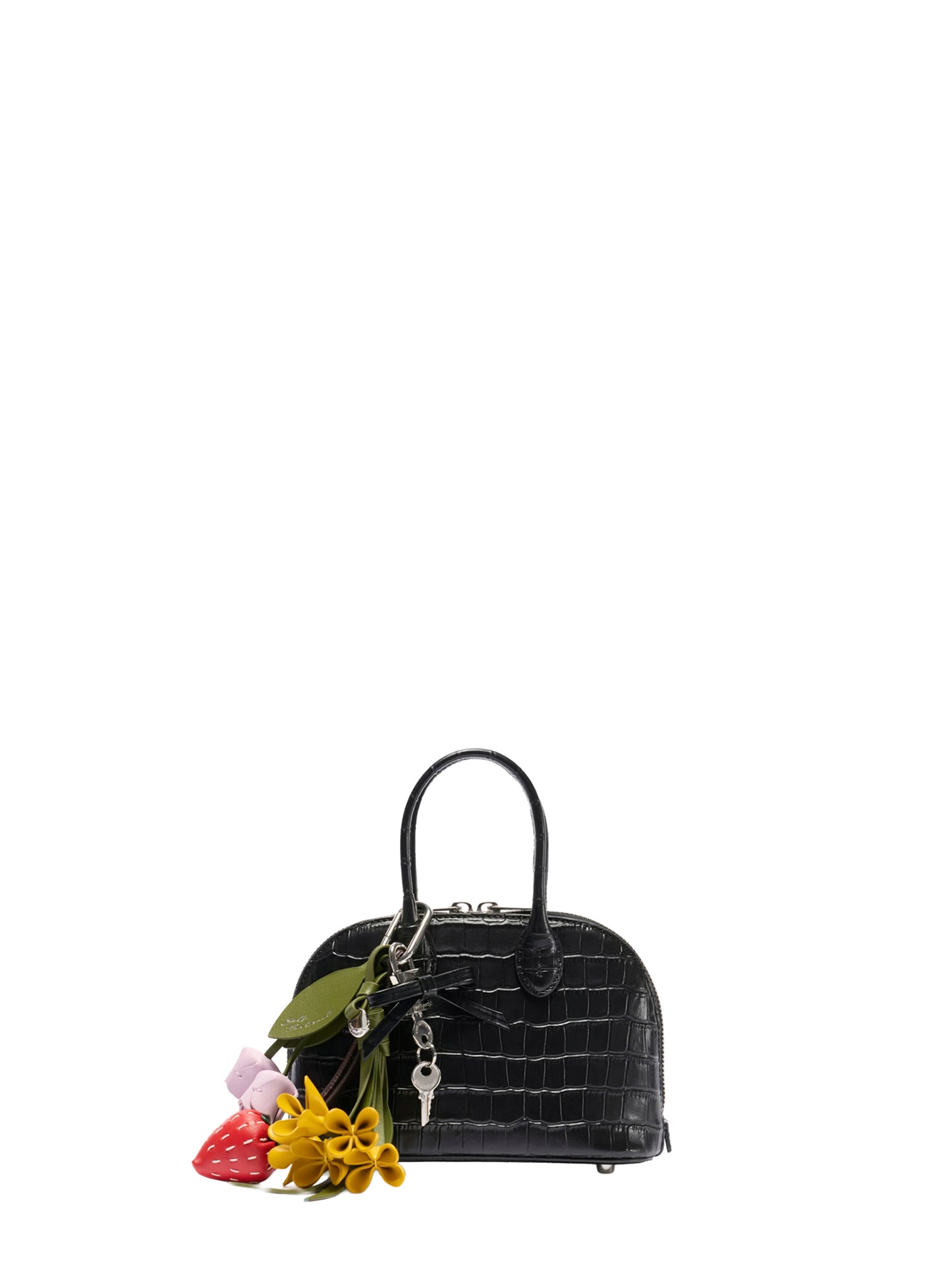 Mini bag con tracolla e ciondoli nera