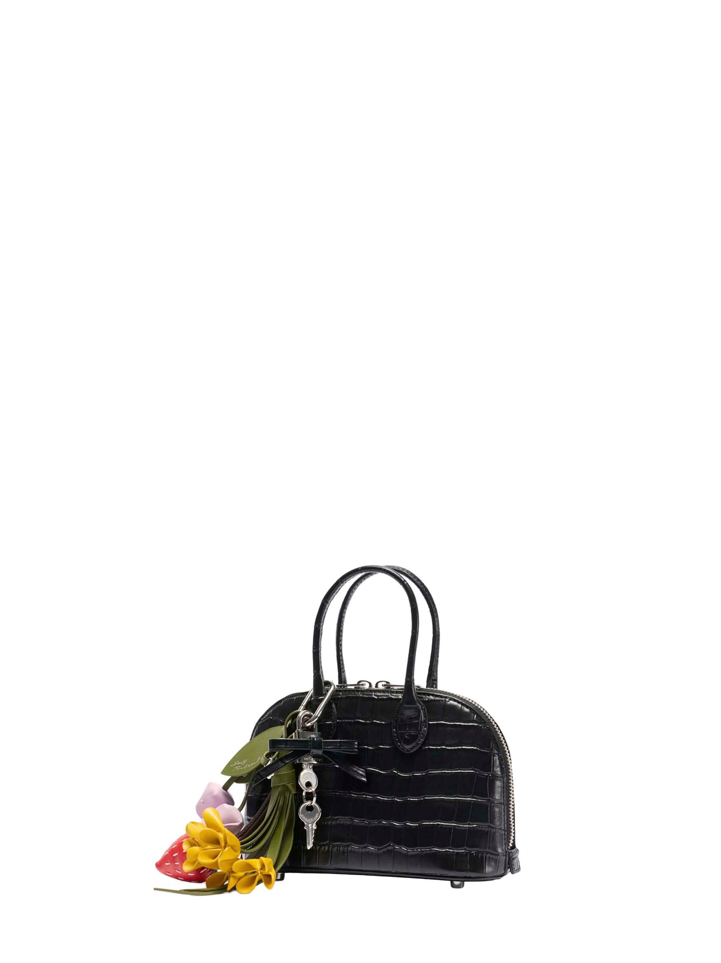 Mini bag con tracolla e ciondoli nera