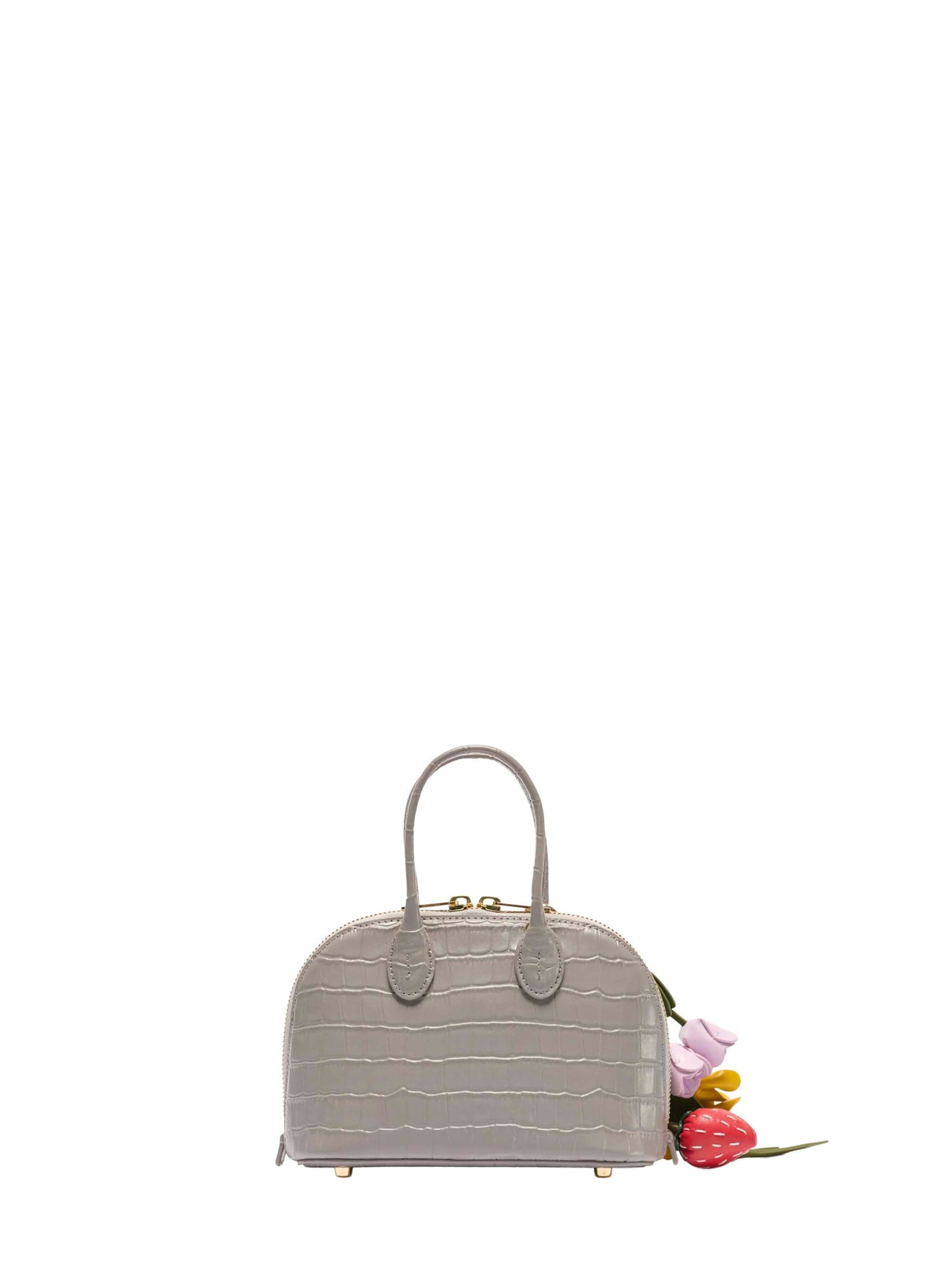 Mini bag con tracolla e ciondoli grigia