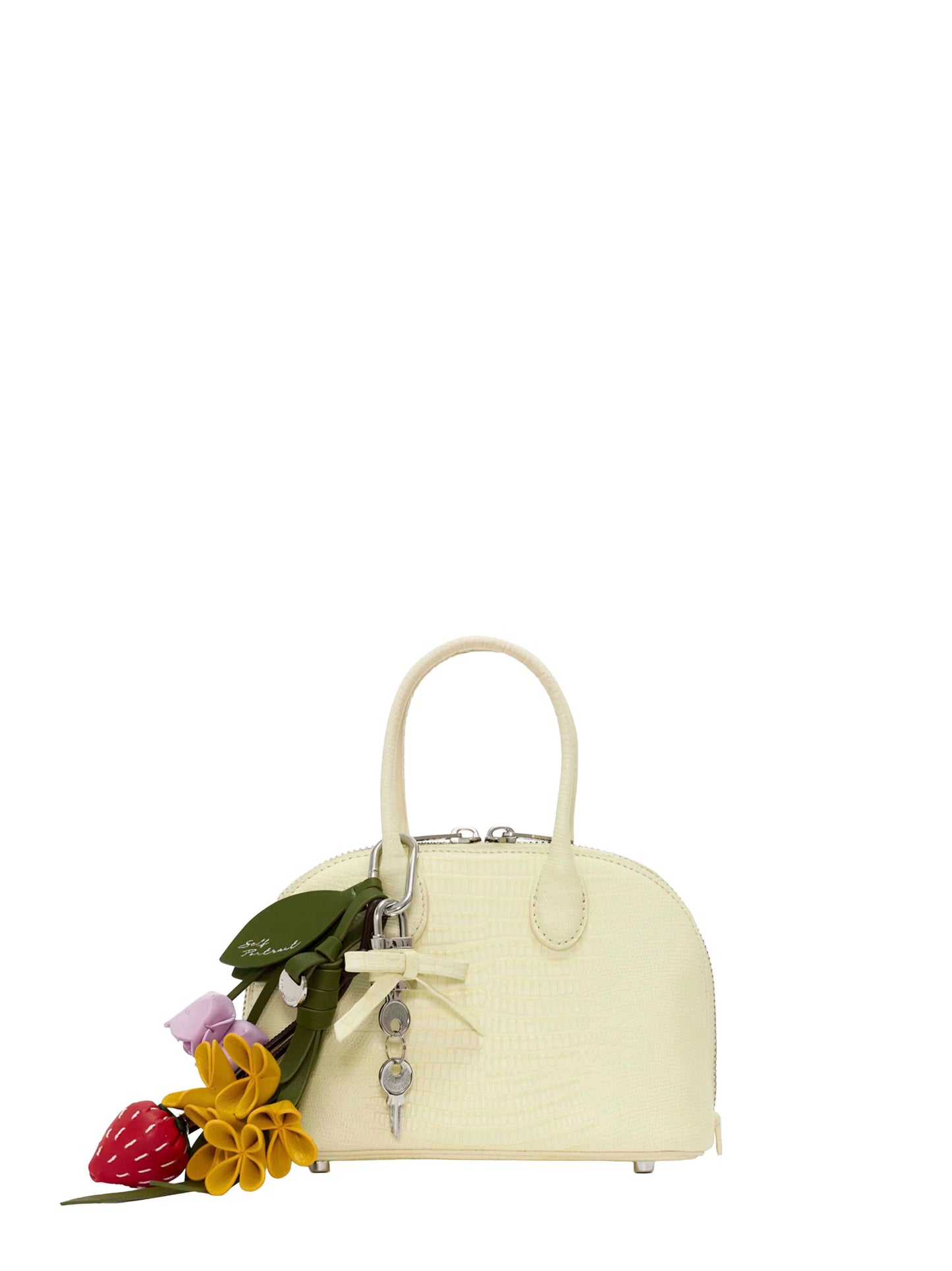 Yellow mini bag with shoulder strap and charms