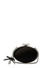 Black oval clutch with short shoulder strap