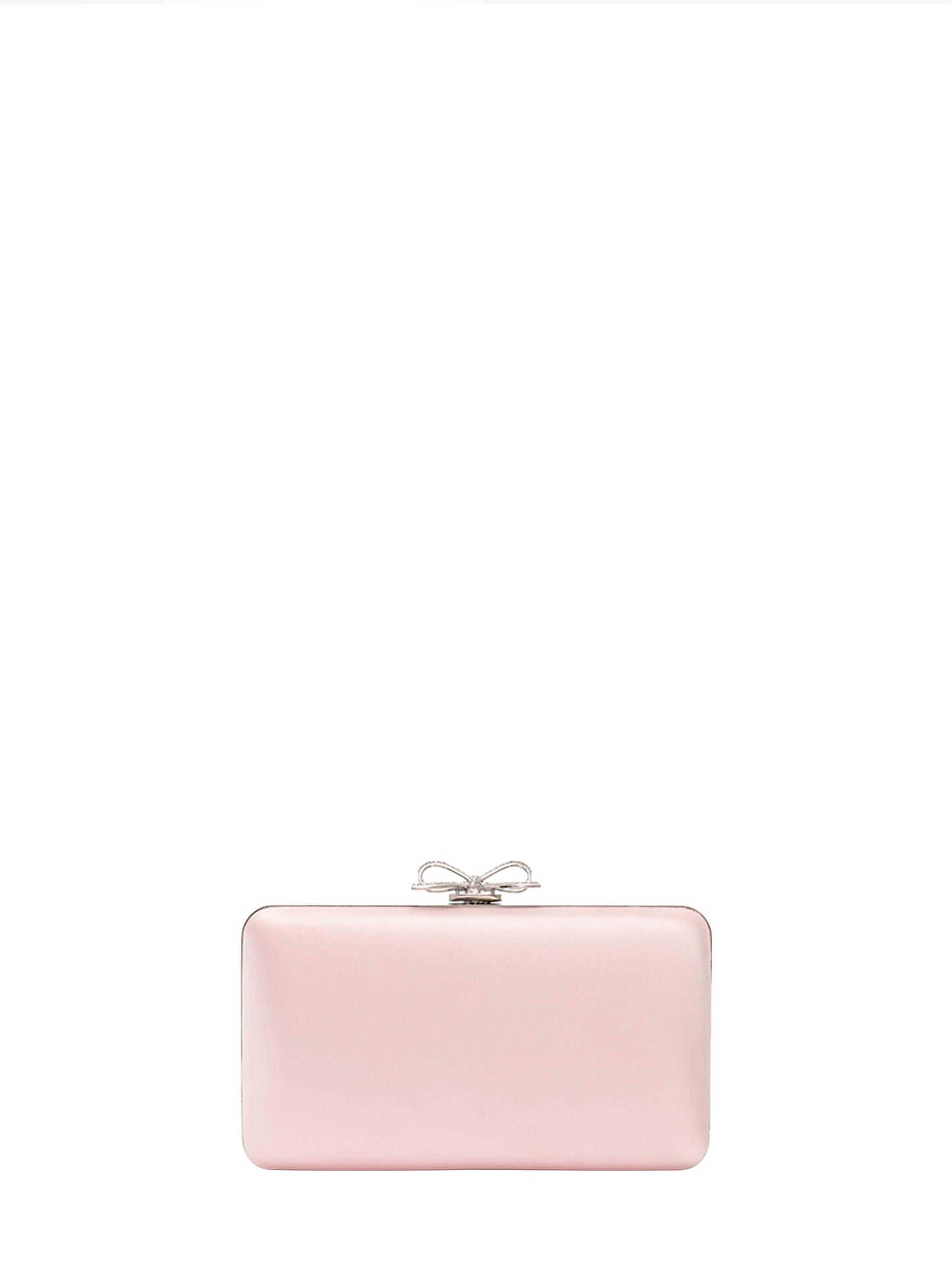 Clutch con tracolla rosa con fiocco in cristalli