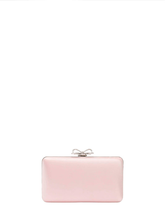 Clutch con tracolla rosa con fiocco in cristalli