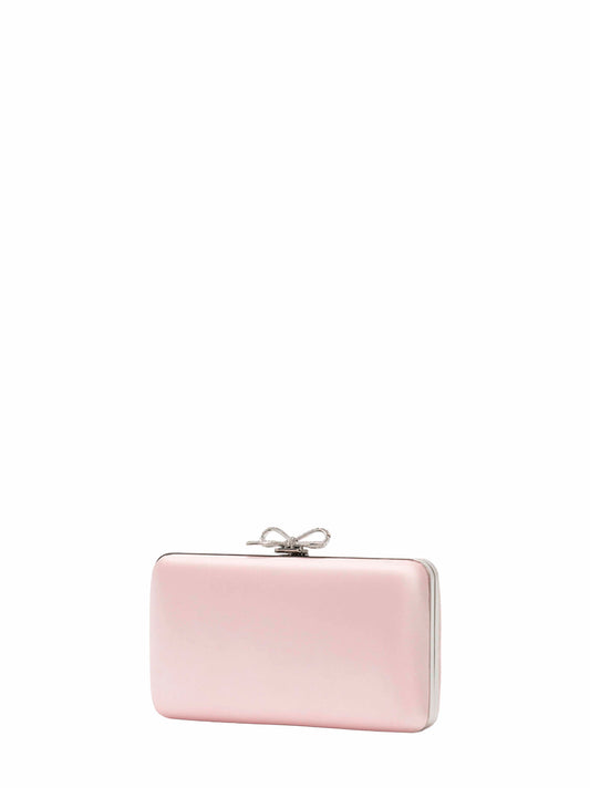 Clutch con tracolla rosa con fiocco in cristalli