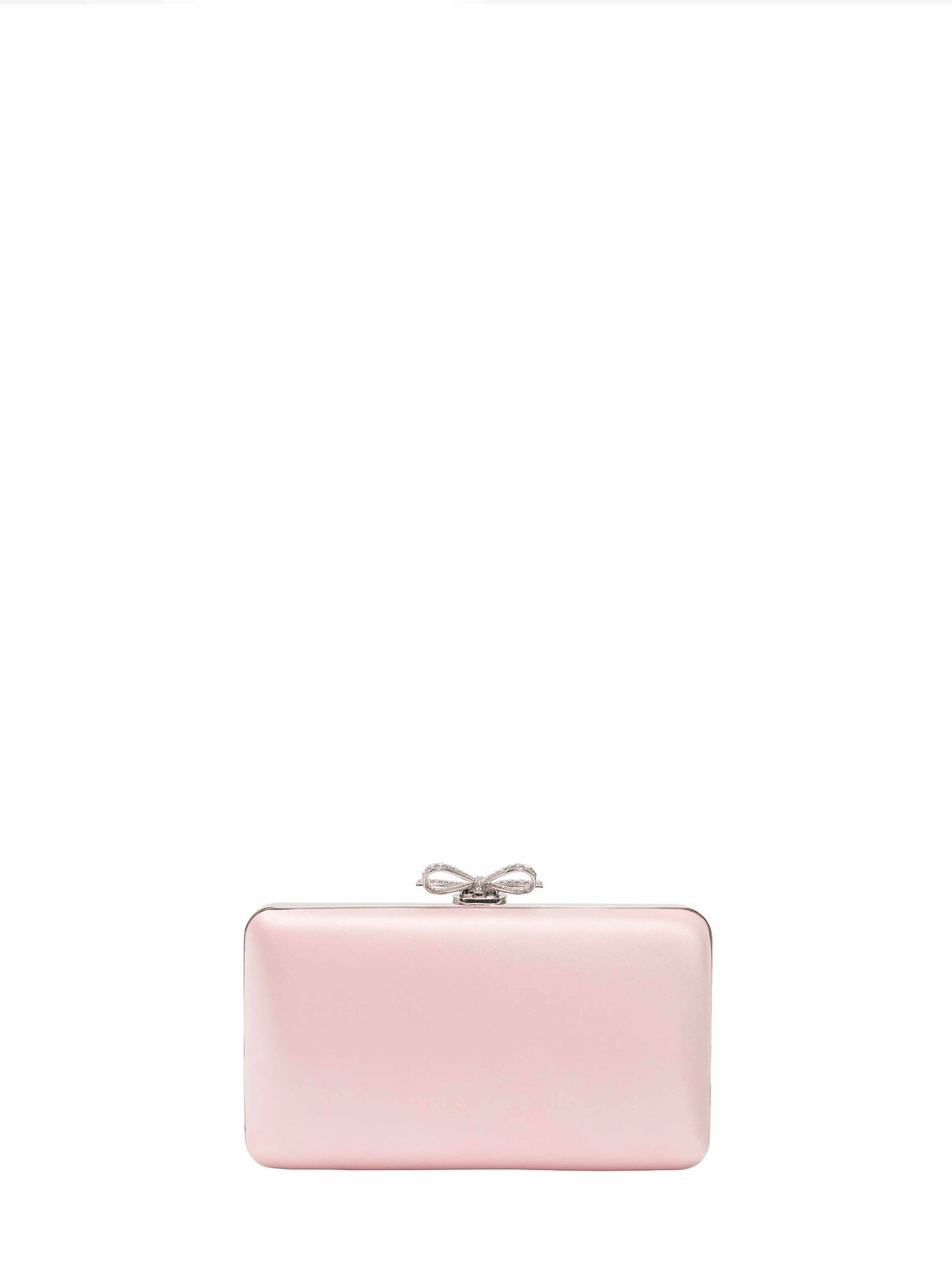 Clutch con tracolla rosa con fiocco in cristalli