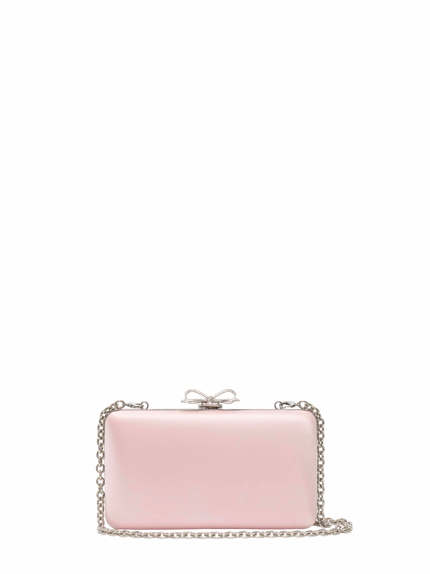Clutch con tracolla rosa con fiocco in cristalli