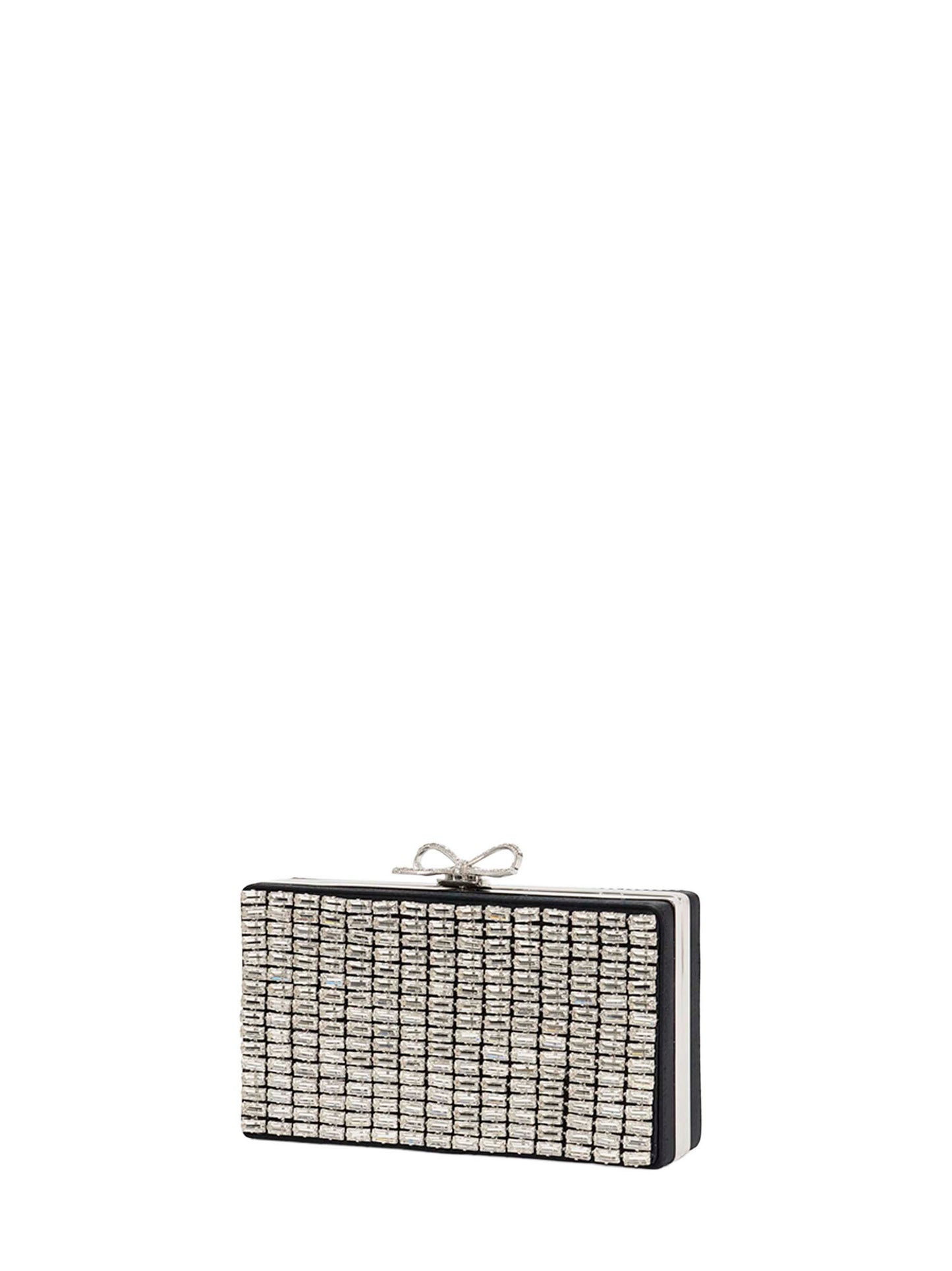 Clutch con tracolla e cristalli nera