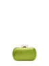 Clutch con tracolla verde con fiocco in cristalli<BR/>