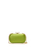 Clutch con tracolla verde con fiocco in cristalli<BR/>