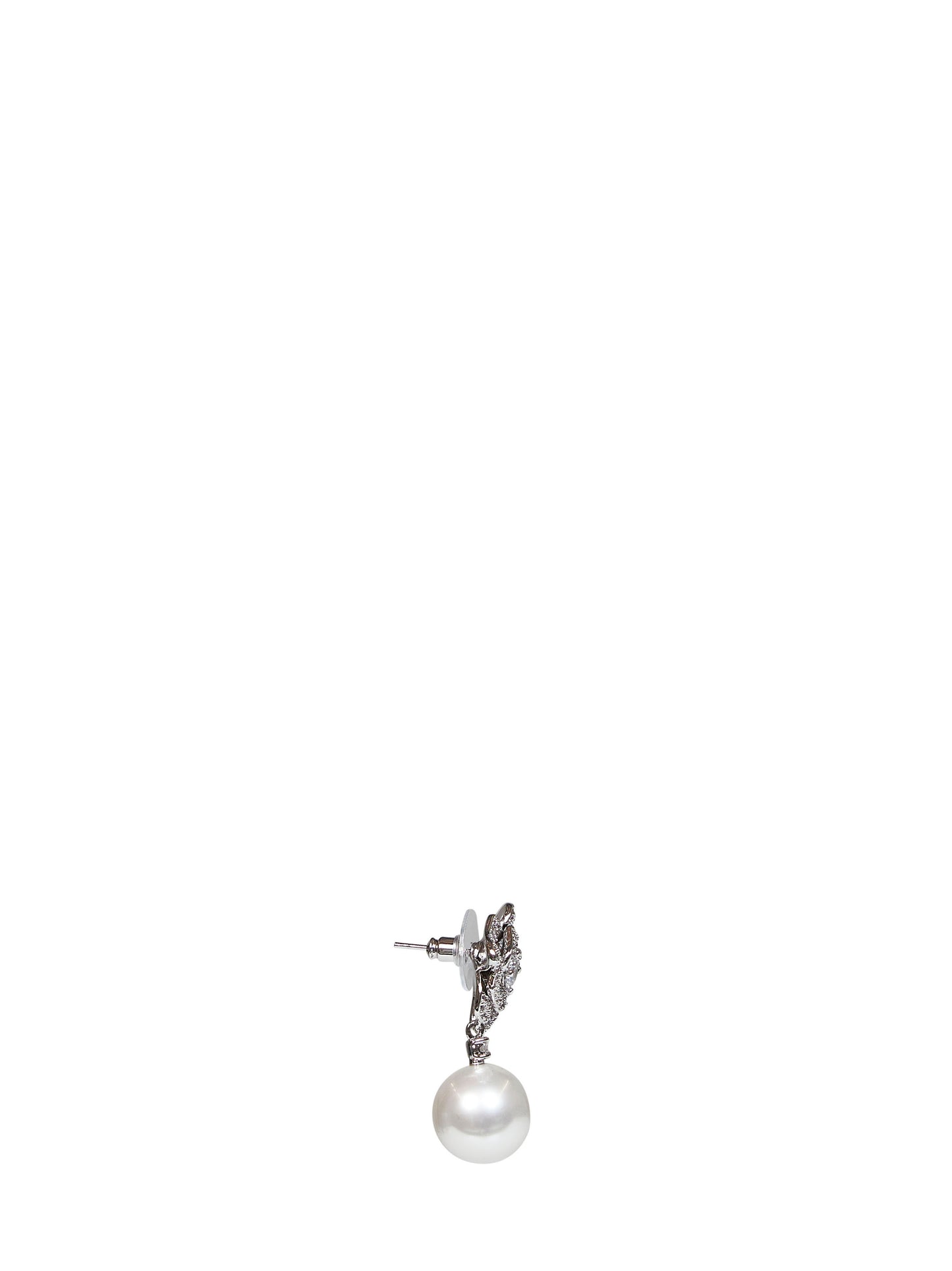 Crystal flower pearl drop earrings