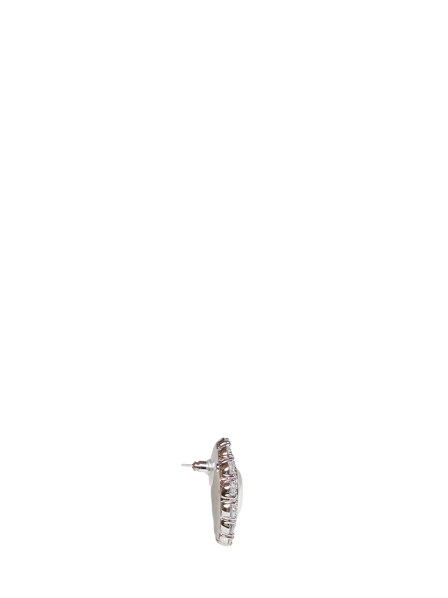 Orecchini ovali in cristalli argento con perla