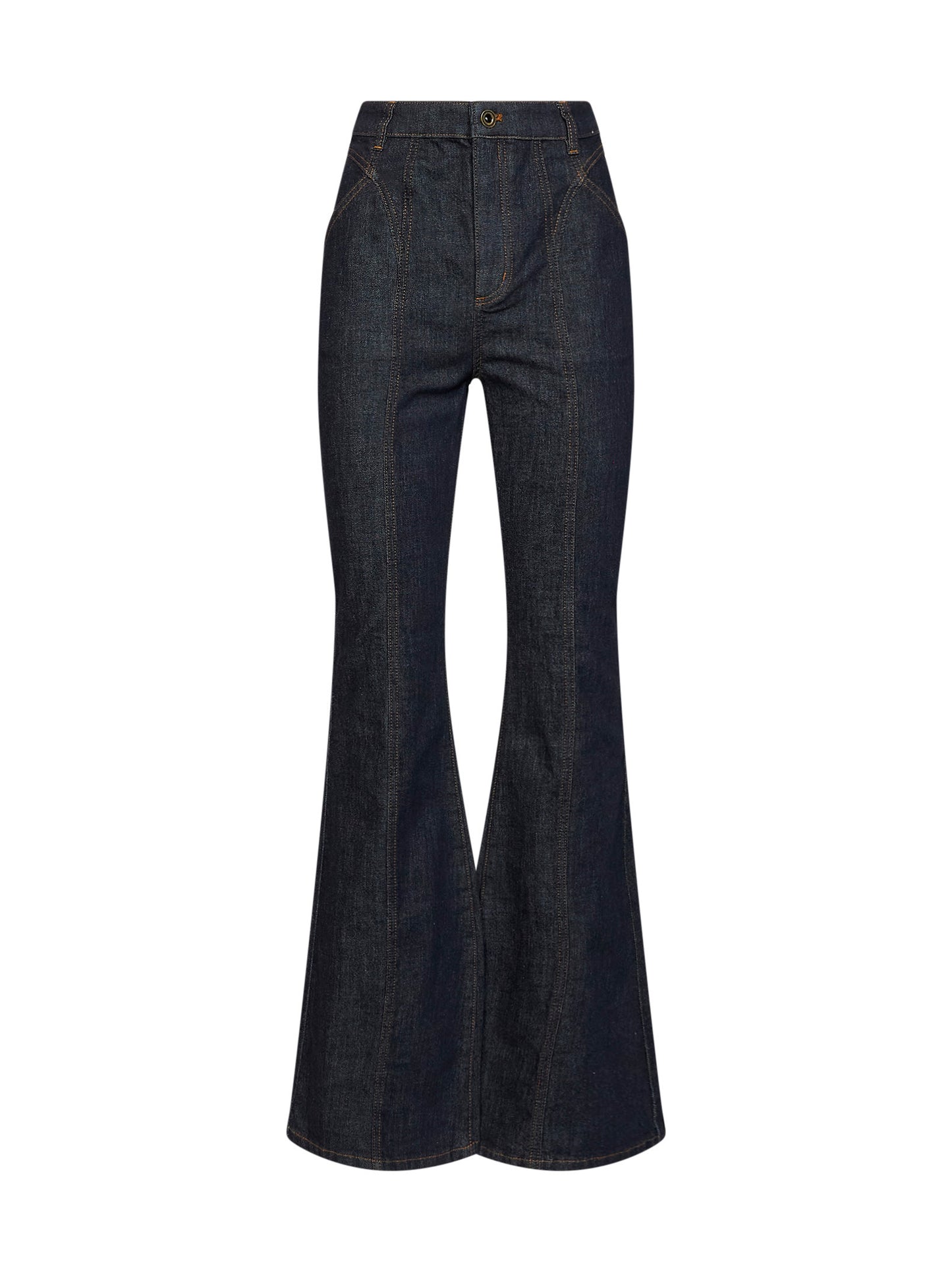 Jeans svasati a vita alta in denim indaco