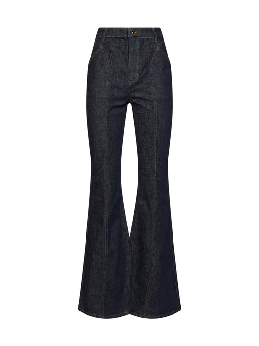 Indigo denim high-rise flared jeans