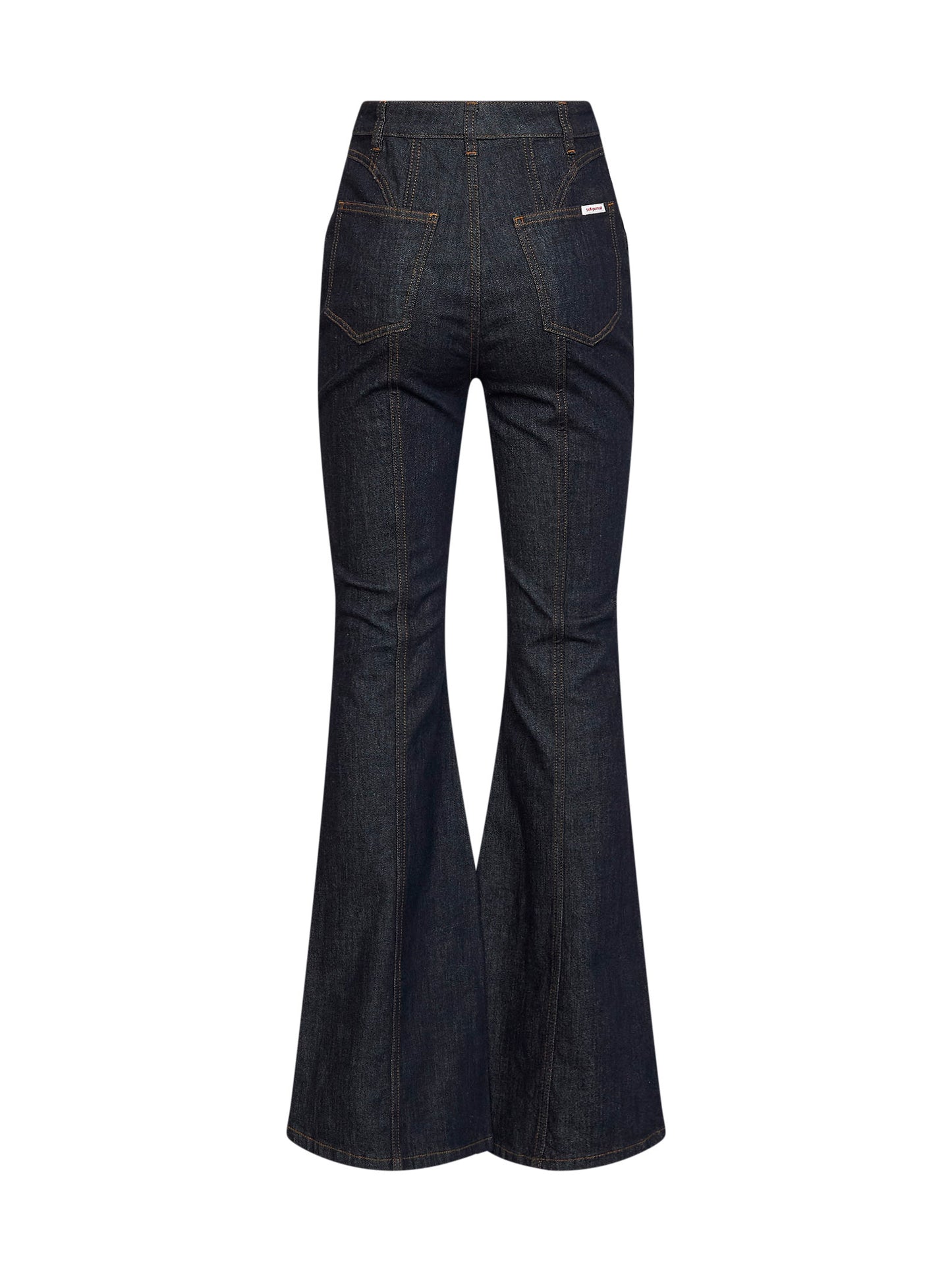 Jeans svasati a vita alta in denim indaco
