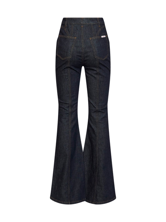 Indigo denim high-rise flared jeans