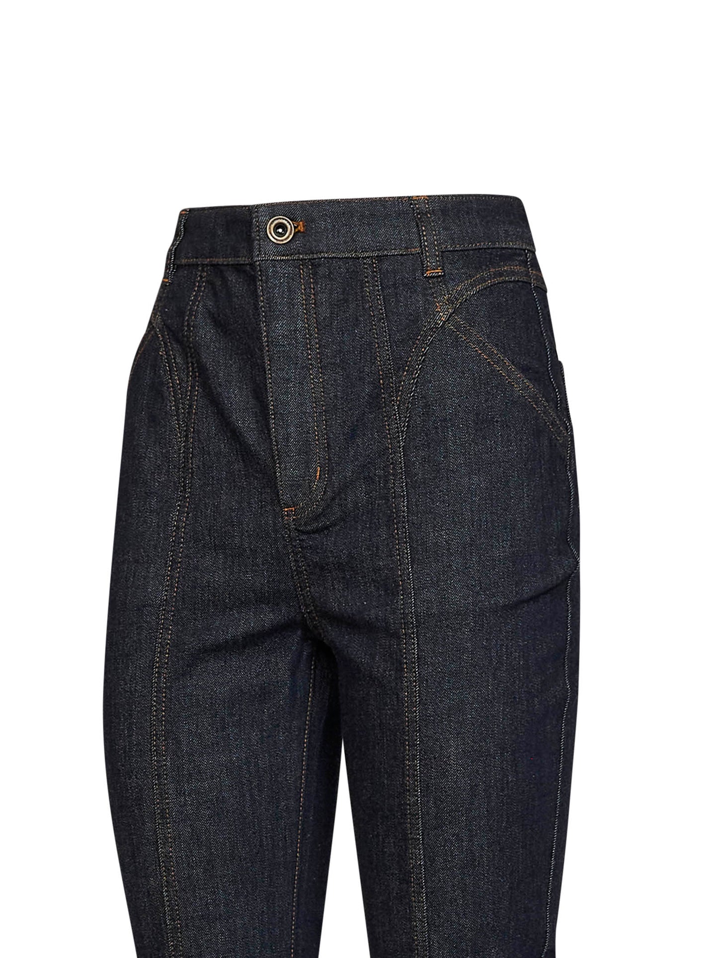 Jeans svasati a vita alta in denim indaco