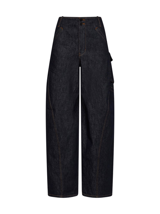 Indigo denim cargo jeans