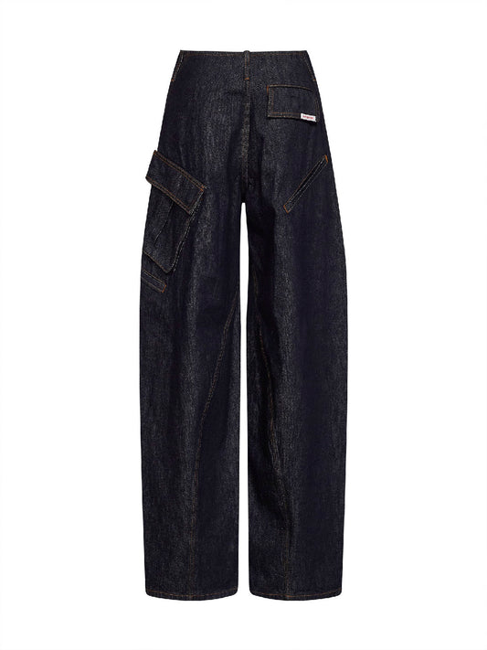 Indigo denim cargo jeans