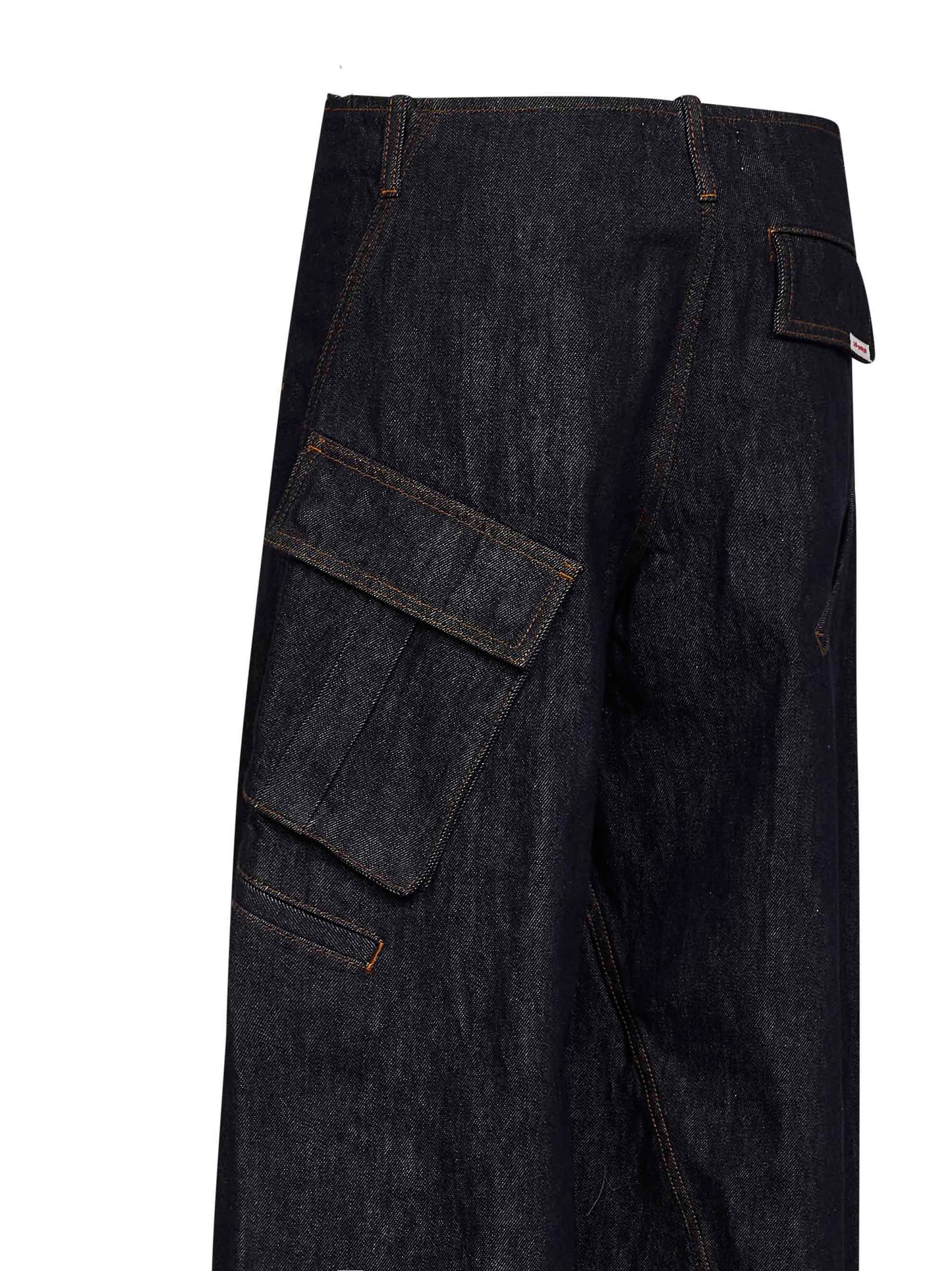 Jeans cargo in denim indaco