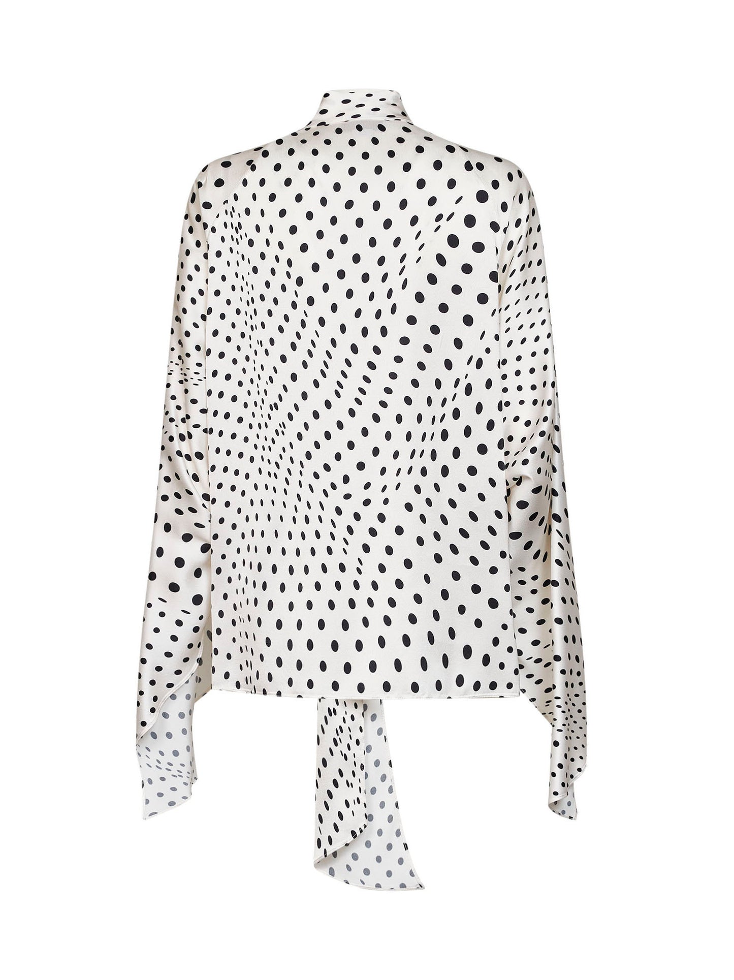 White polka dot-print viscose tie collar shirt