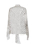 White polka dot-print viscose tie collar shirt
