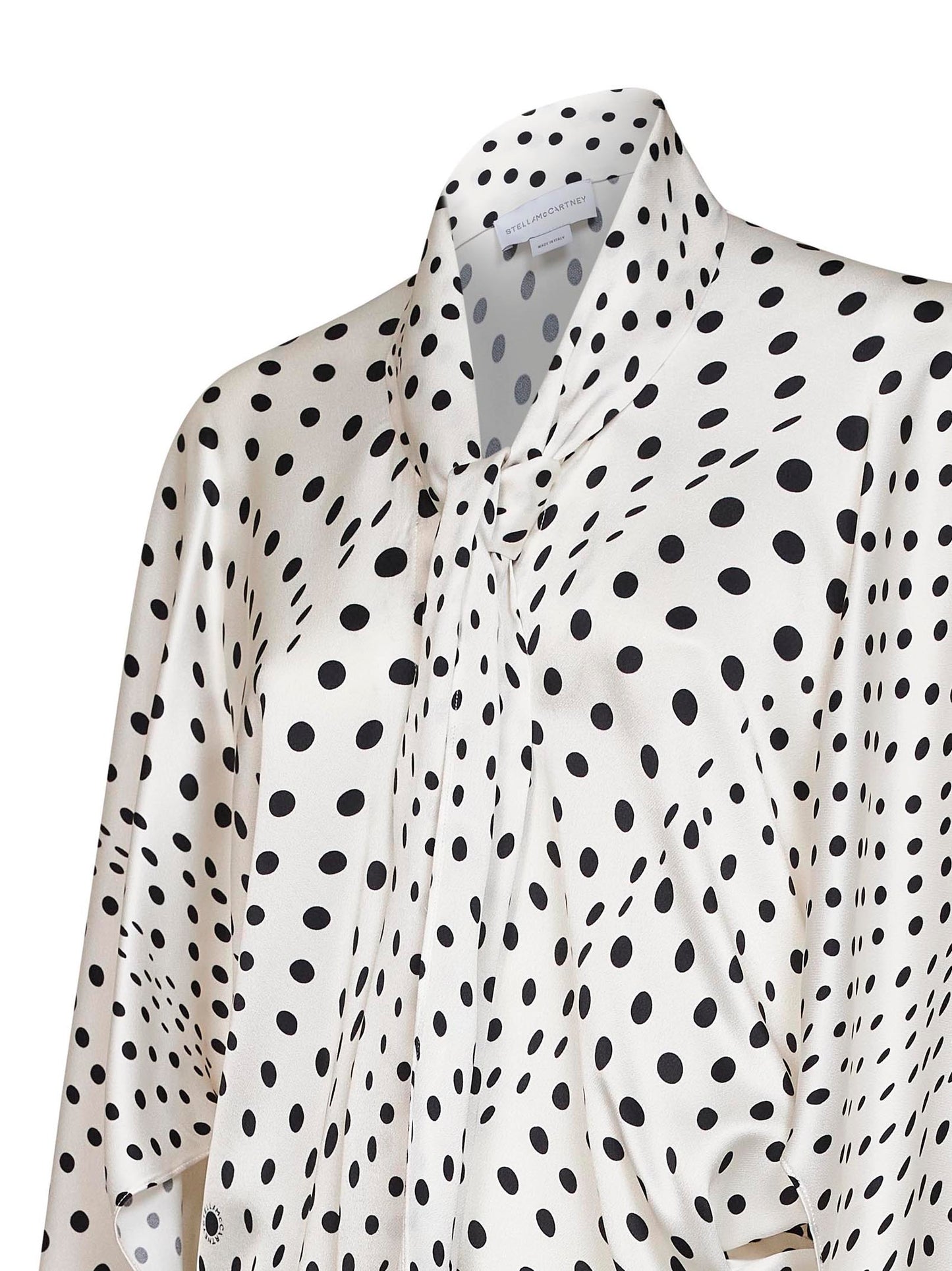 White polka dot-print viscose tie collar shirt