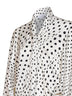White polka dot-print viscose tie collar shirt