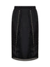 Gonna midi in organza di seta nera con cristalli