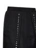 Gonna midi in organza di seta nera con cristalli